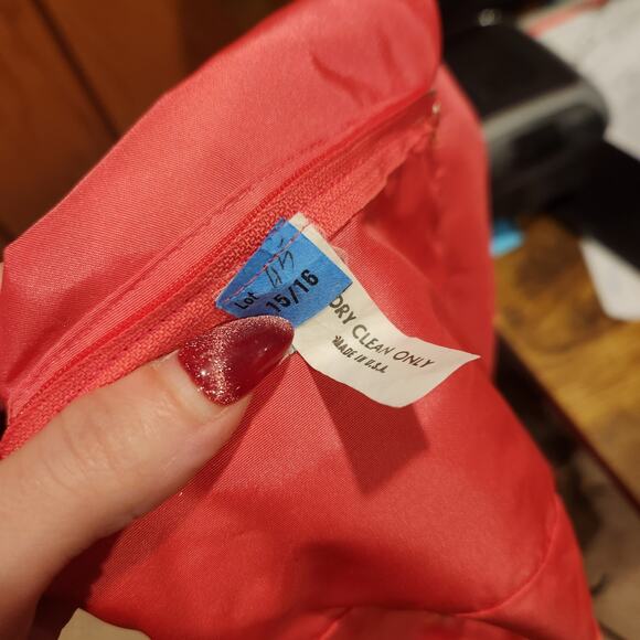 80s Vintage Hot Pink Dress Sz Small Off Shoulder With Bow Made Woman's Union USA - Picture 6 of 7